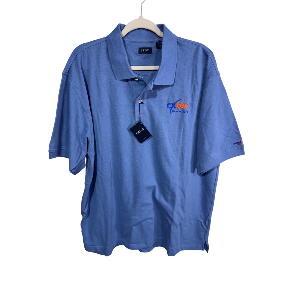 IZOD XL Blue Polo Golf Shirt Men's Short Sleeve CXtec Logo New with Tags